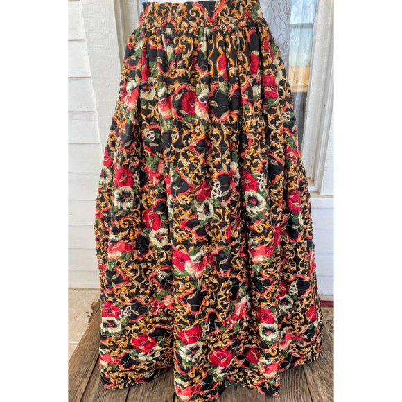 Vintage 1960s Puffy Crinoline Maxi Skirt Metallic Floral - Picture 10 of 15
